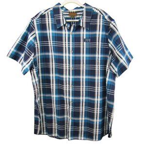 Boulder Creek Blue Plaid Button Up Camp Shirt Mens Size 2XL Big Cotton Short Slv
